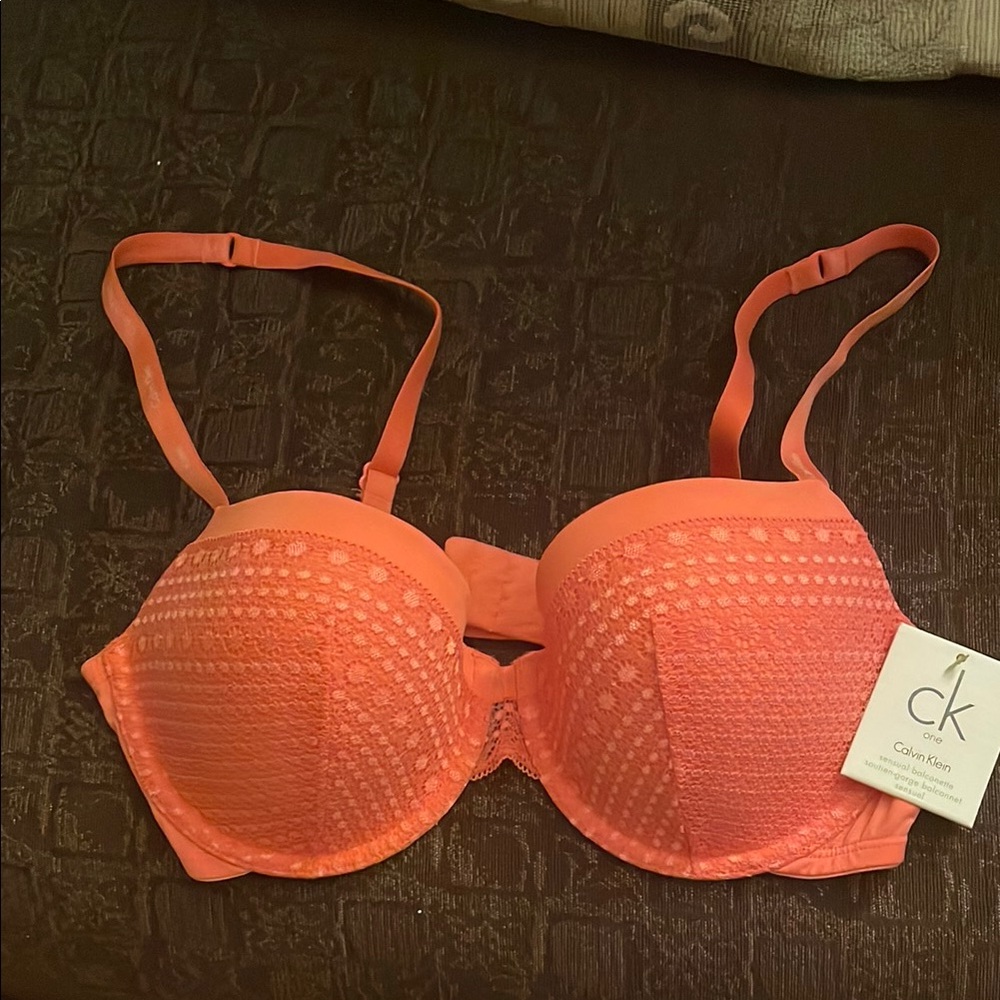 Calvin Klein Orange Textured Underwire Bra
